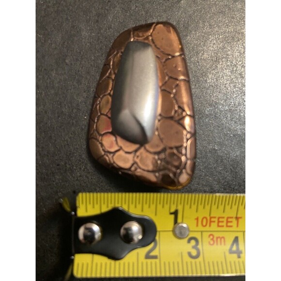 Runway Vintage Monet Copper & Silver Clip On Earrings Signed Statement Jewelry - Picture 6 of 7